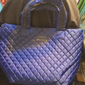 Navy blue quilted tote